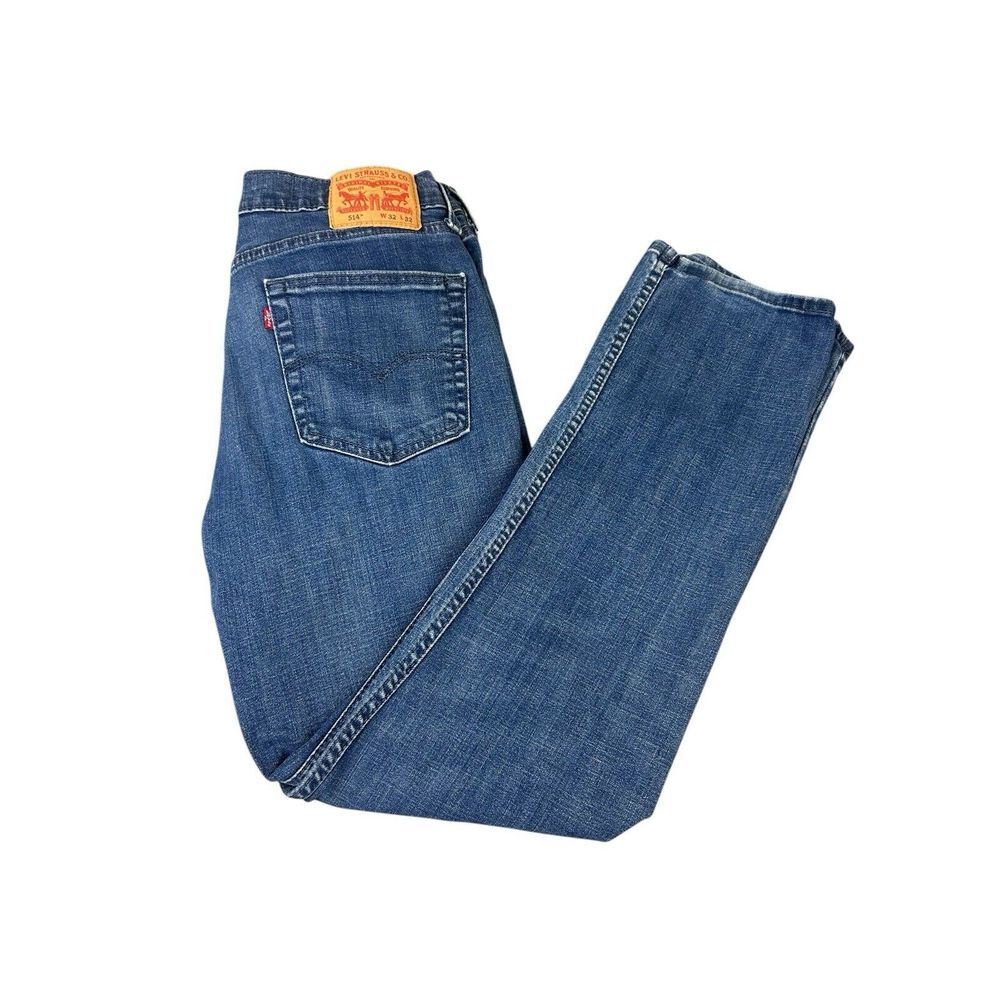 Levi's Jeans Men's Size 32x32 Blue‎ 514 Slim Fit Straight Medium Wash Whiskers